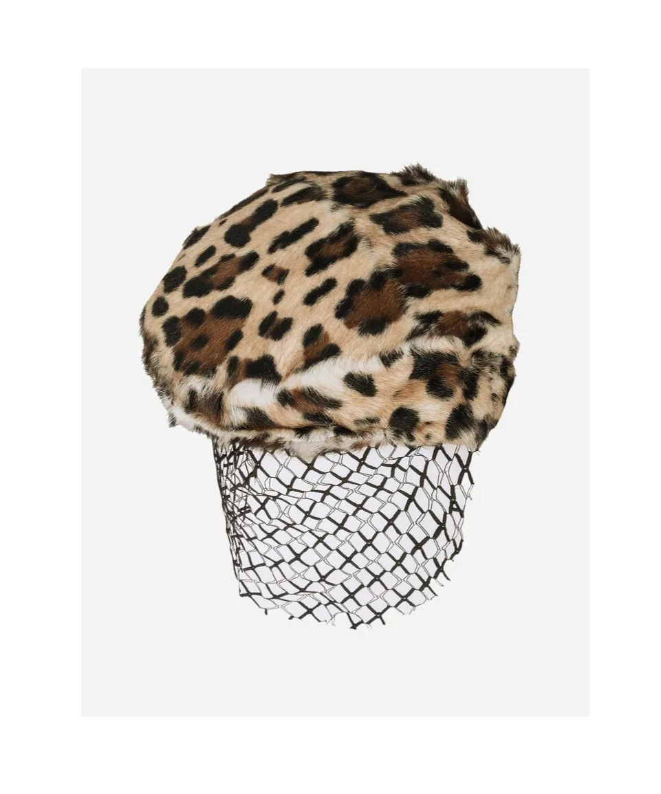 Leopard-Print Veil Hat