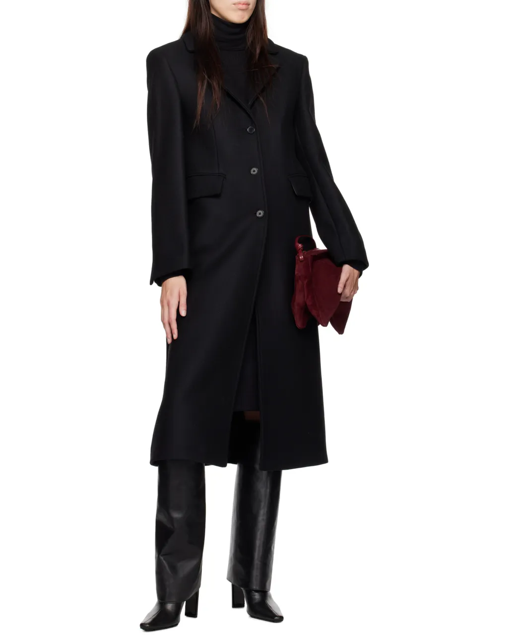 Long-Sleeved Button-Down Coat