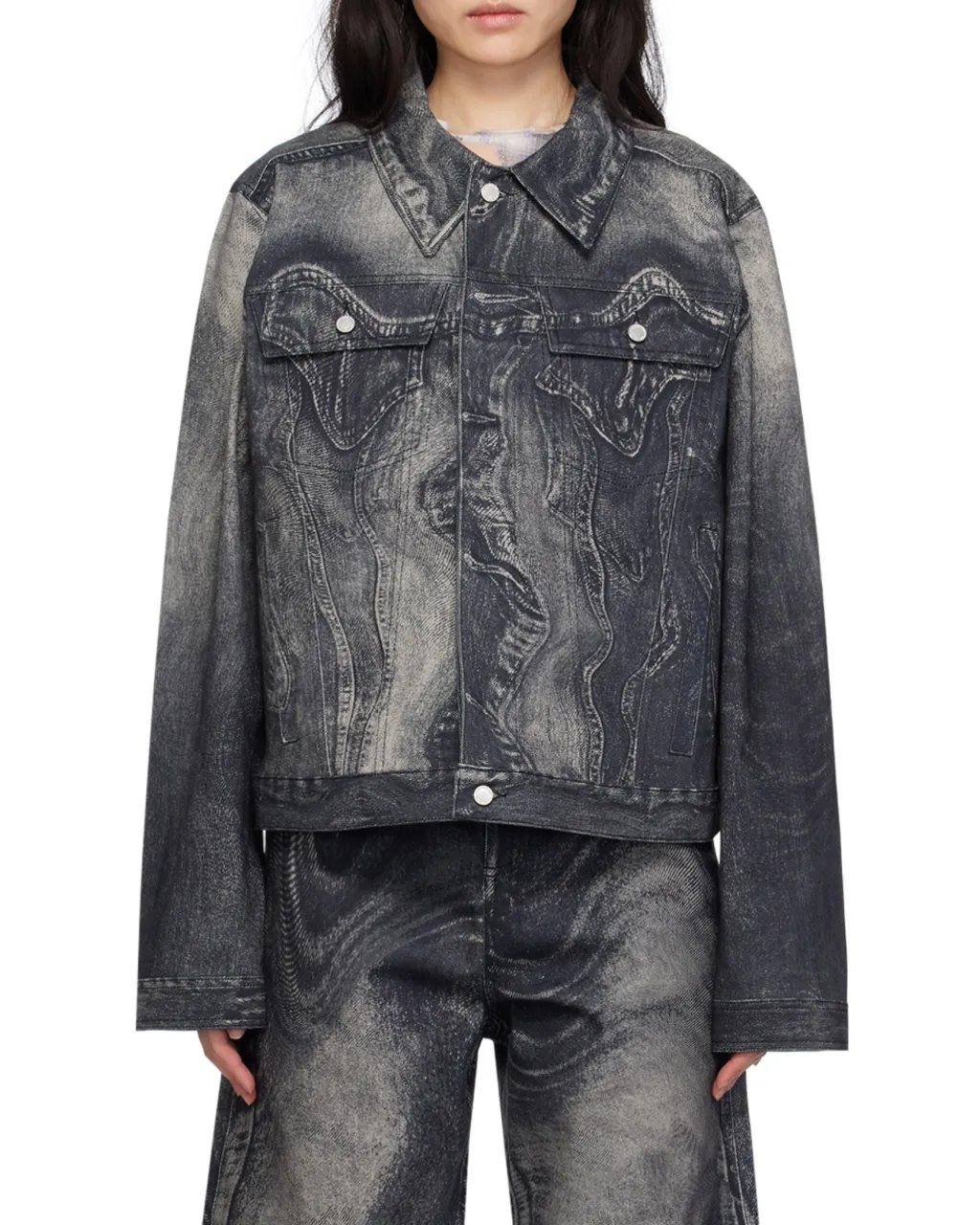 Swirl-Print Denim Jacket
