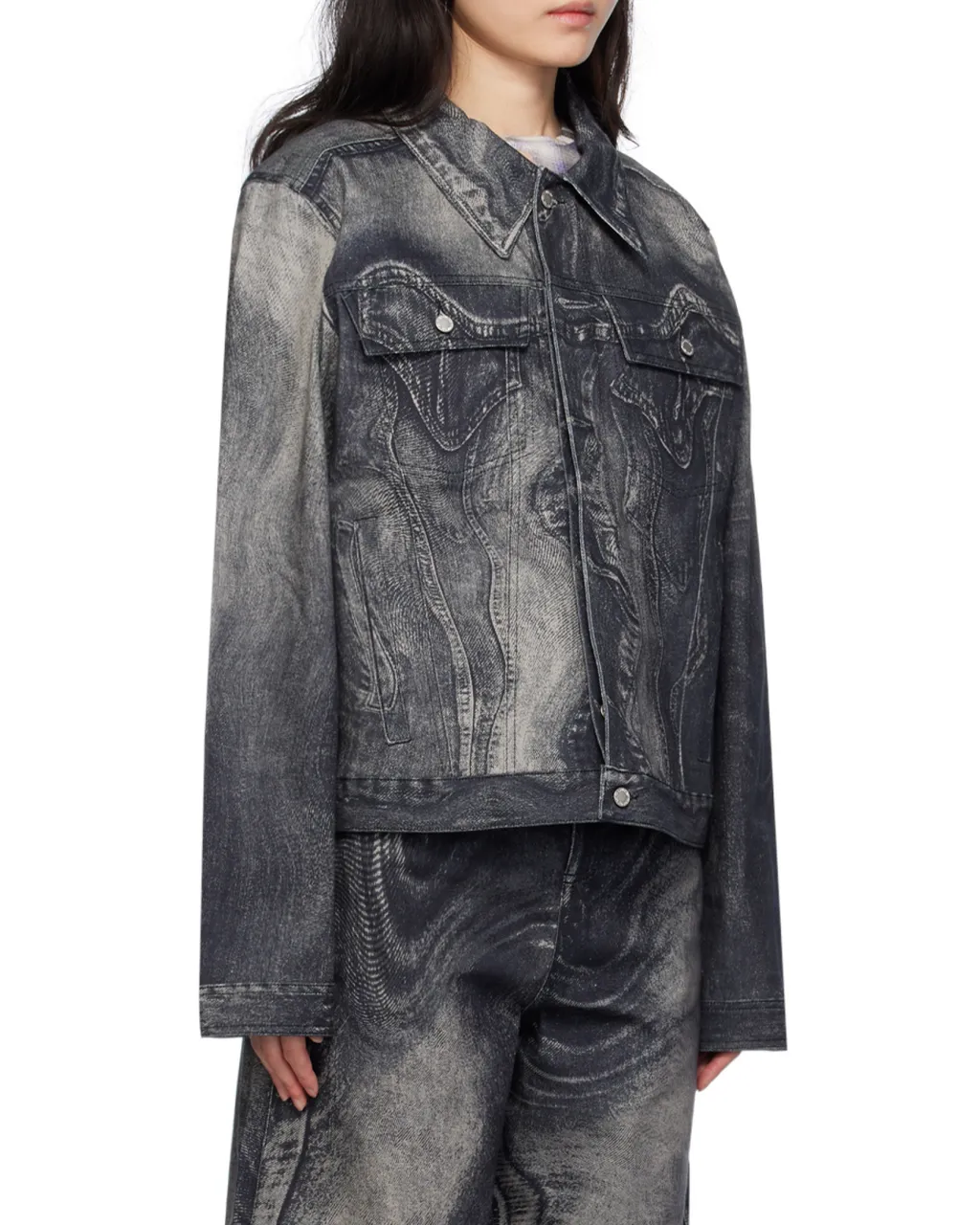 Swirl-Print Denim Jacket