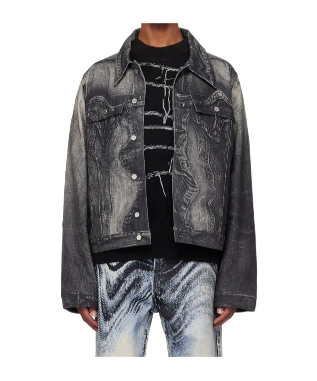 Swirl-Print Denim Jacket