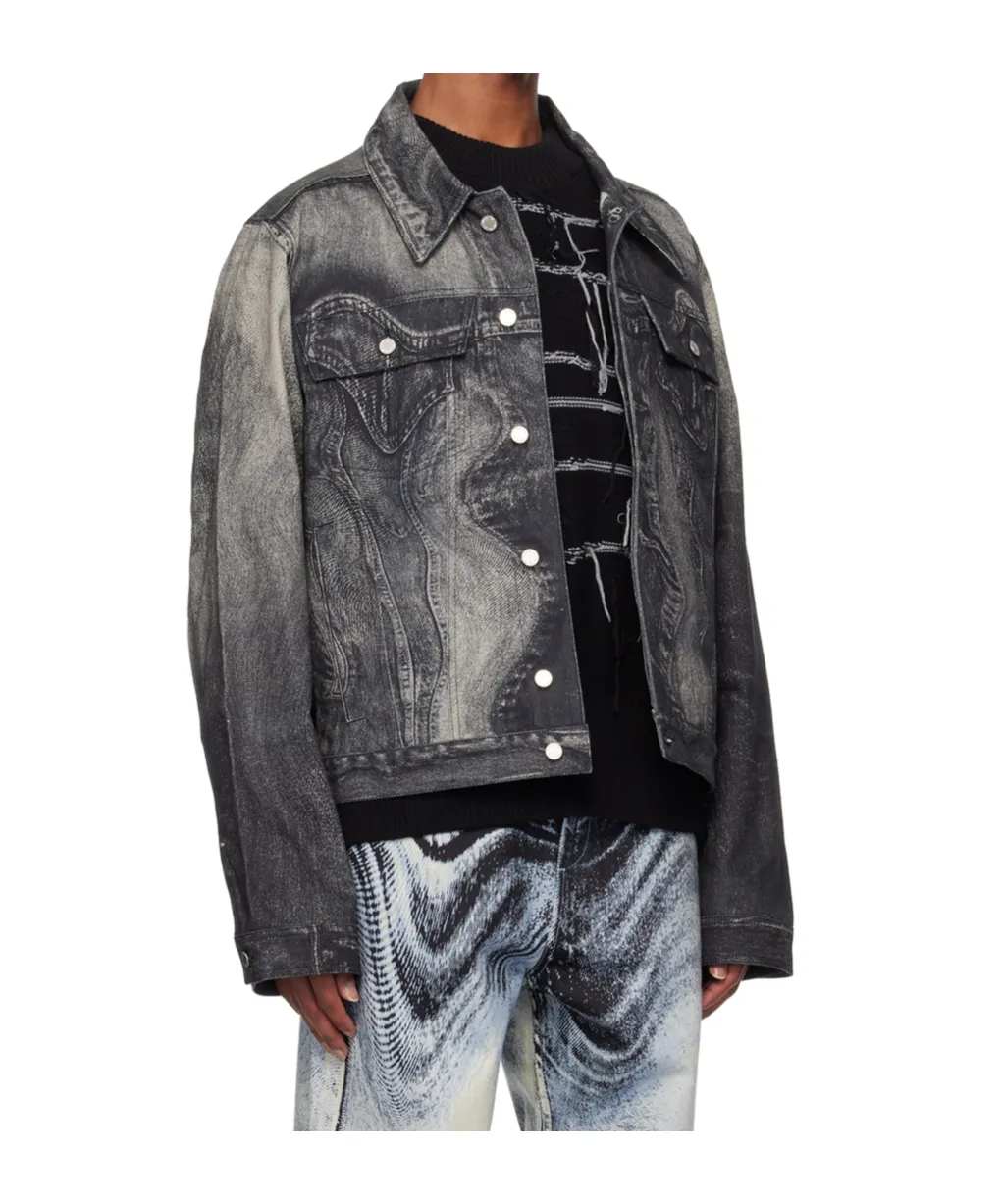 Swirl-Print Denim Jacket