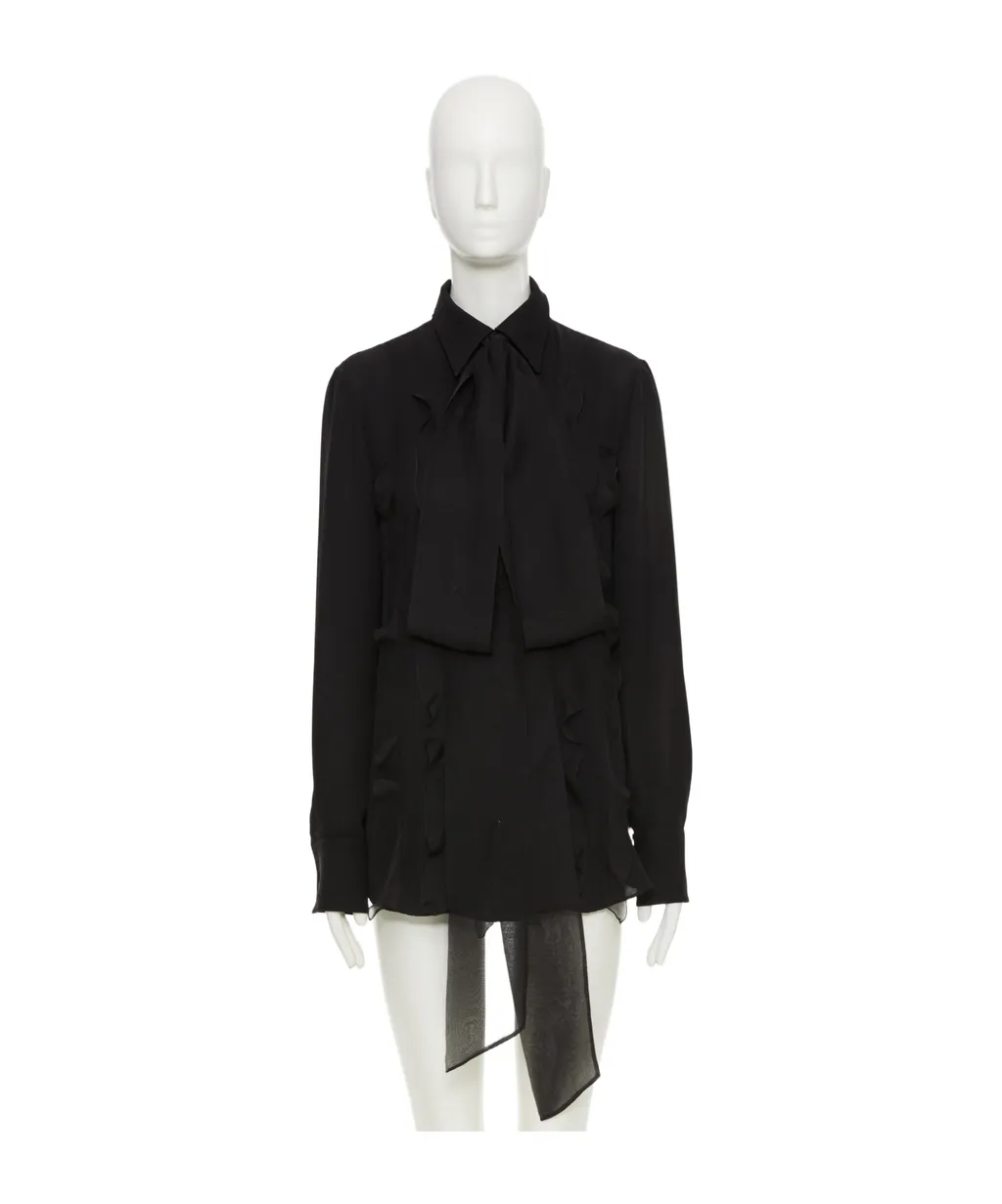 Valentino Pussy-Bow Long-Sleeved Shirt