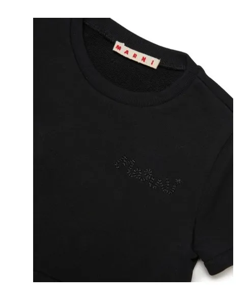 Marni Kids Logo-Embroidered Ruffled-Detail Dress