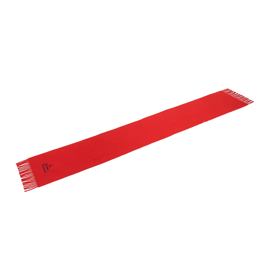 Vivienne Westwood Logo Embroidered Fringed Scarf