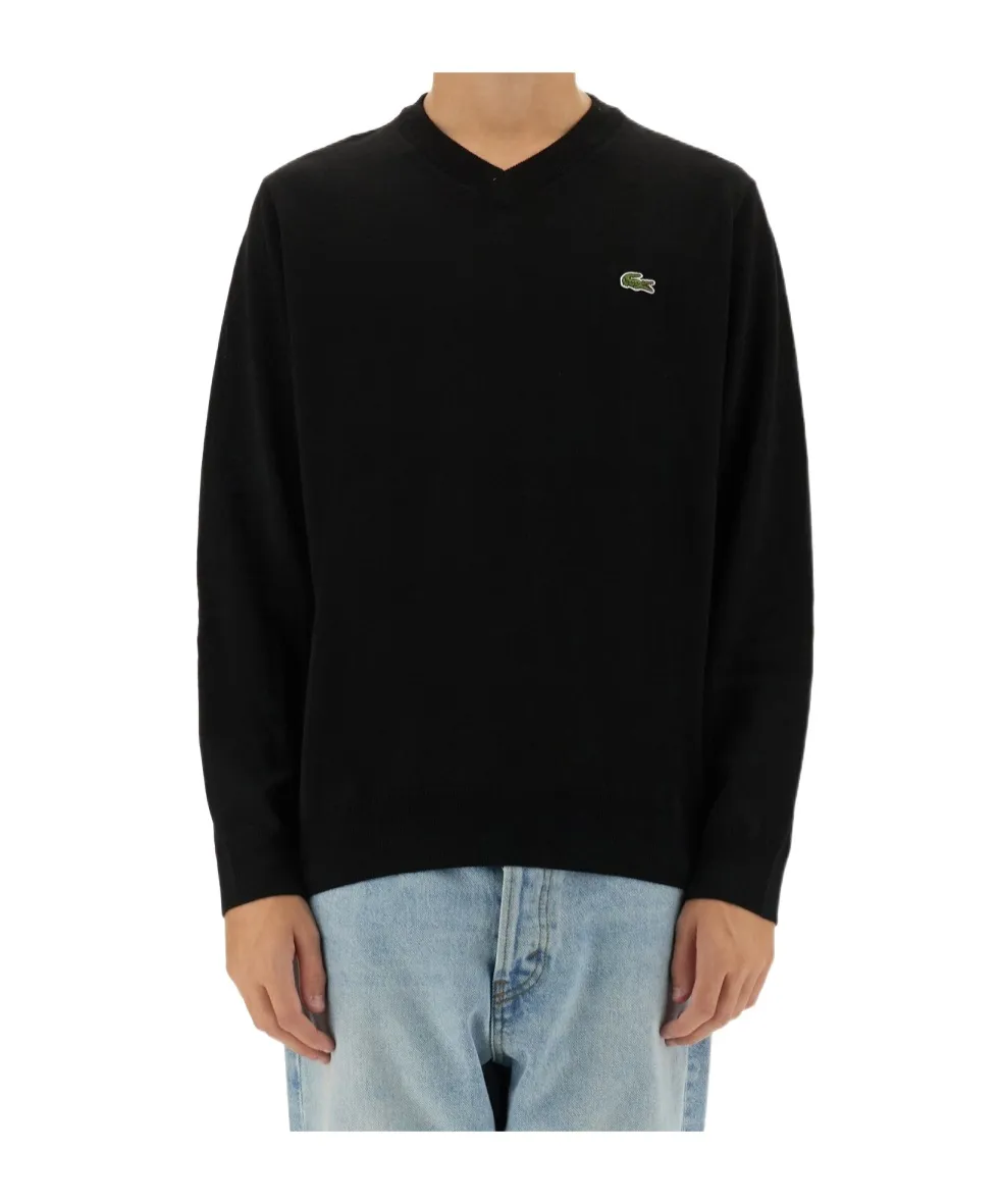 Lacoste Logo Patch V-Neck Jumper