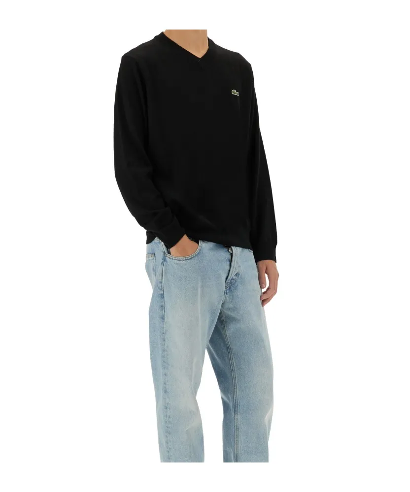 Lacoste Logo Patch V-Neck Jumper