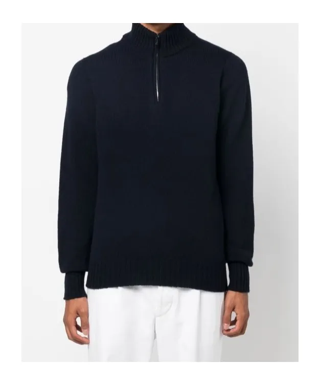 Zip-Front Knitted Jumper