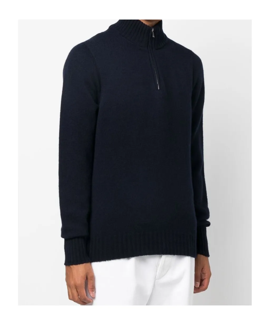 Zip-Front Knitted Jumper