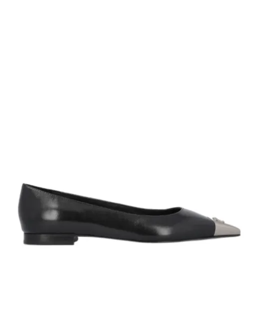 Toe-Embellished Leather Ballerina Shoes