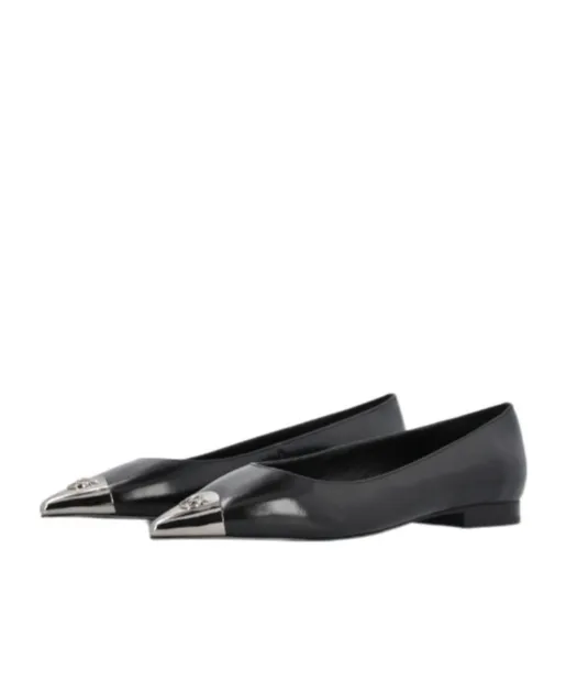 Toe-Embellished Leather Ballerina Shoes