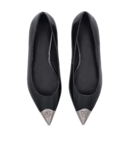 Toe-Embellished Leather Ballerina Shoes