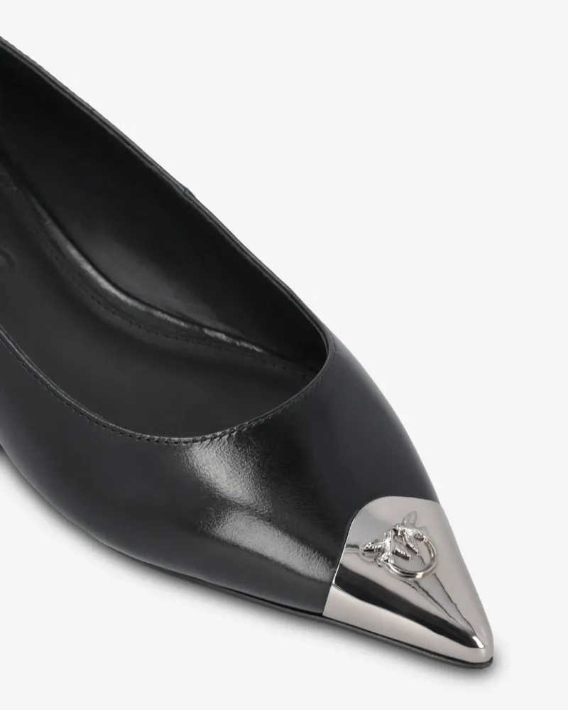Toe-Embellished Leather Ballerina Shoes