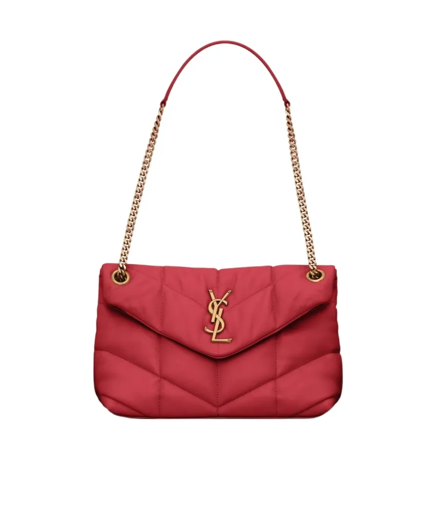 Saint Laurent Logo Plaque Puffer Chained Shoulder Bag
