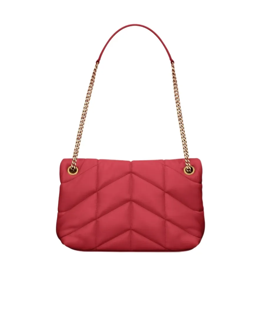 Saint Laurent Logo Plaque Puffer Chained Shoulder Bag