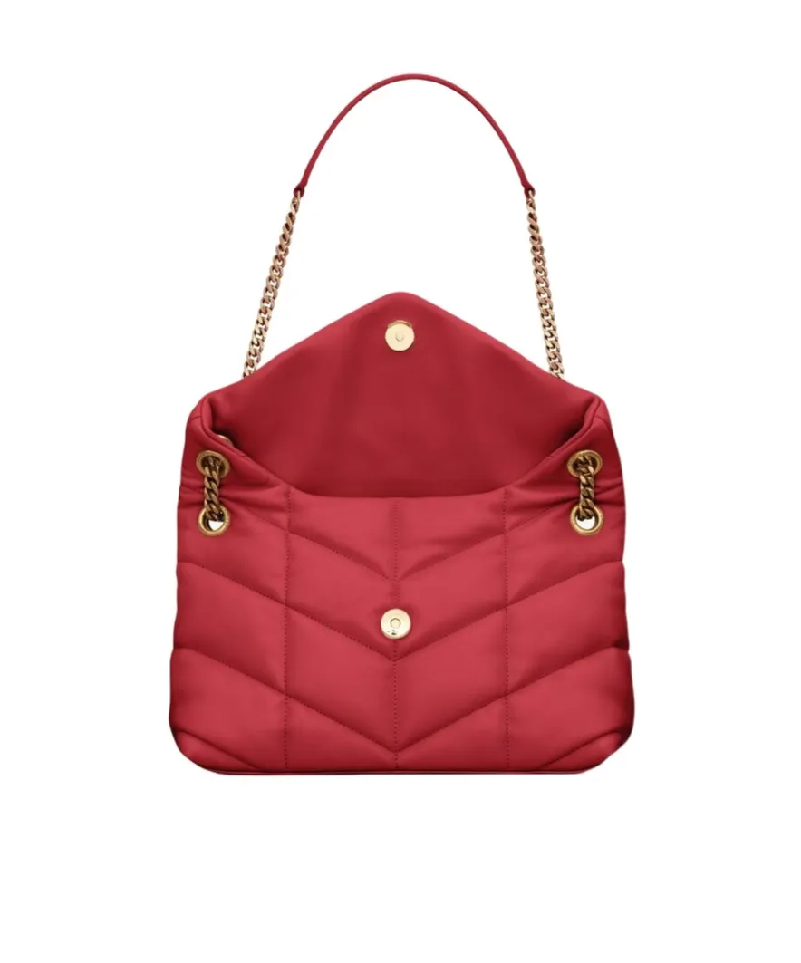 Saint Laurent Logo Plaque Puffer Chained Shoulder Bag