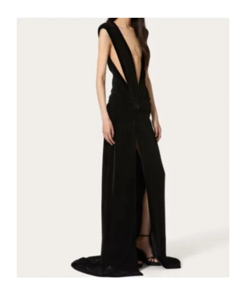 Valentino V-Neck Sleeveless Velvet Dress