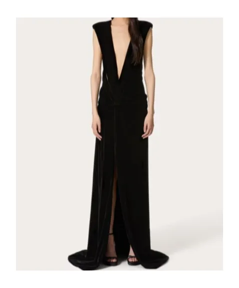 Valentino V-Neck Sleeveless Velvet Dress