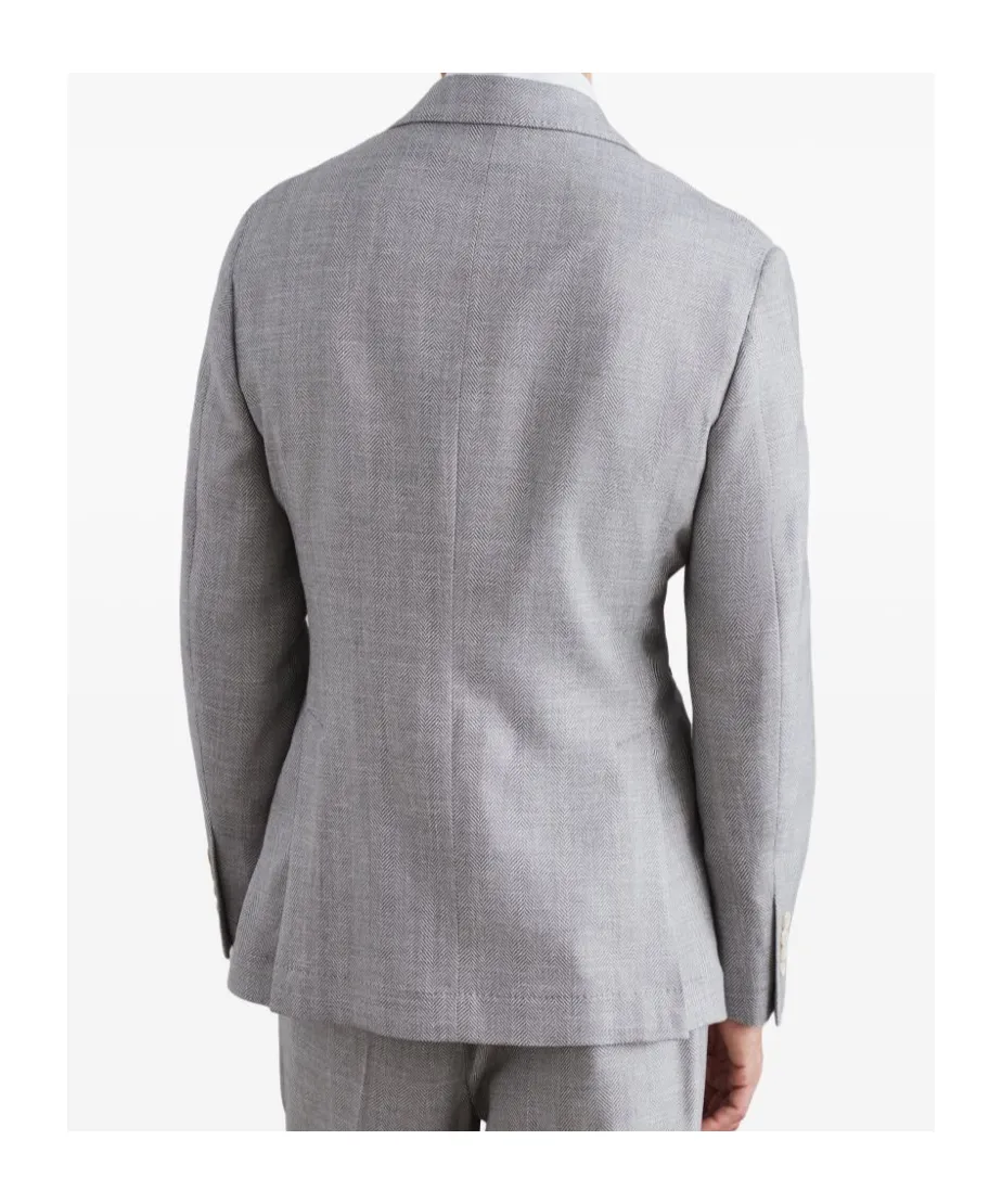 Single-Breasted Herringbone Blazer