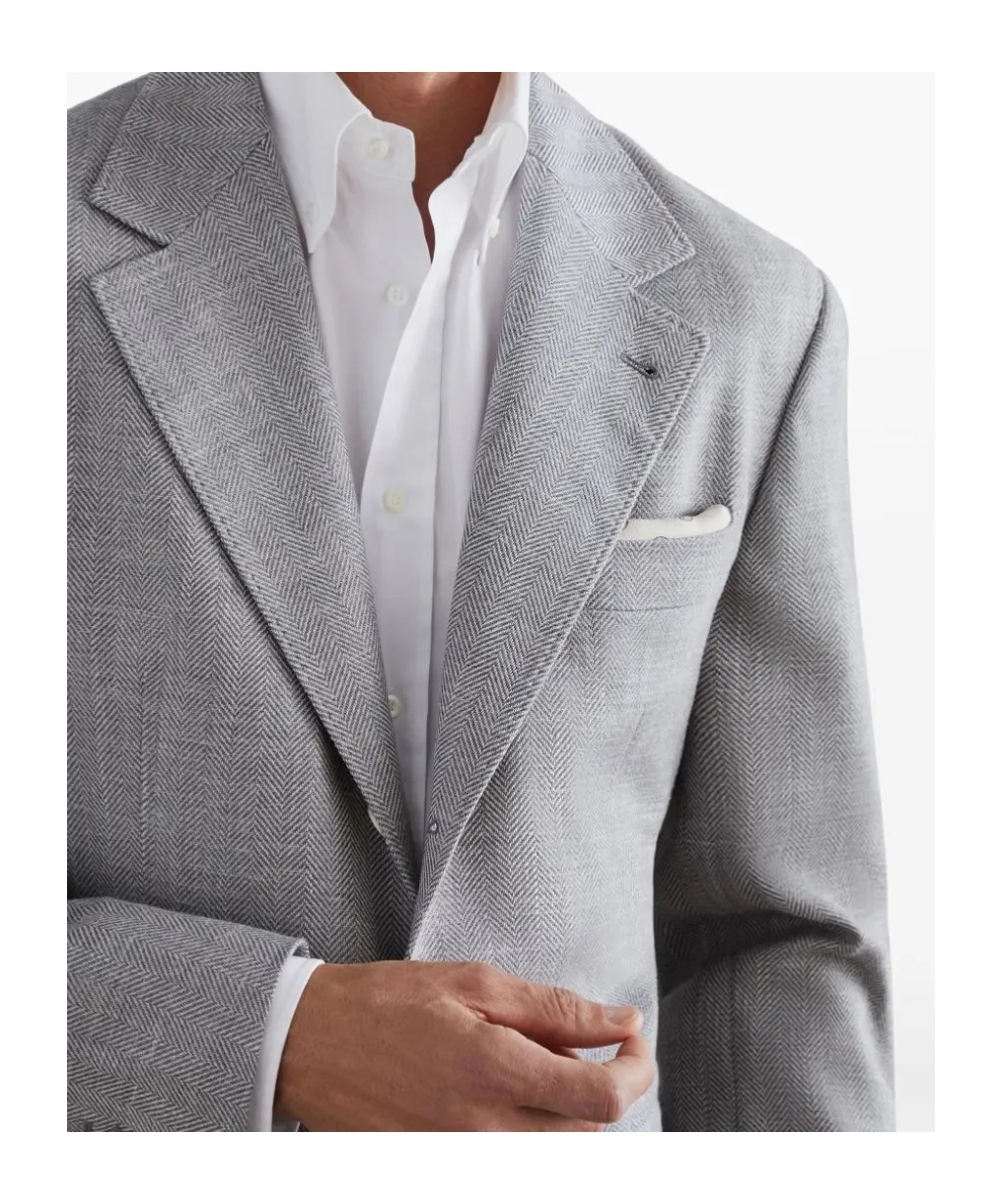 Single-Breasted Herringbone Blazer