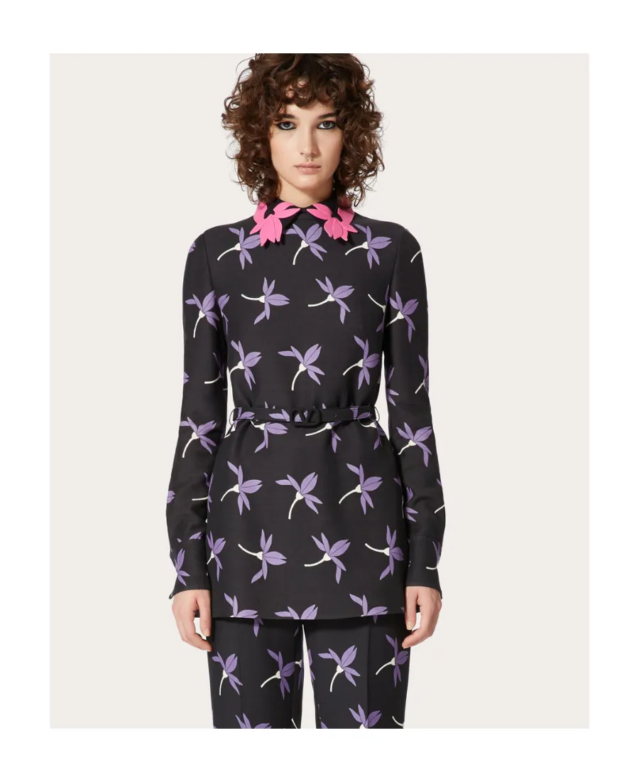 Fairy Flowers Print Belted Shirt
