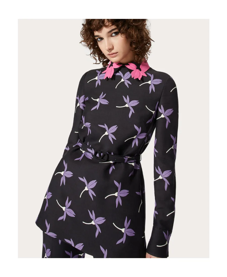 Fairy Flowers Print Belted Shirt