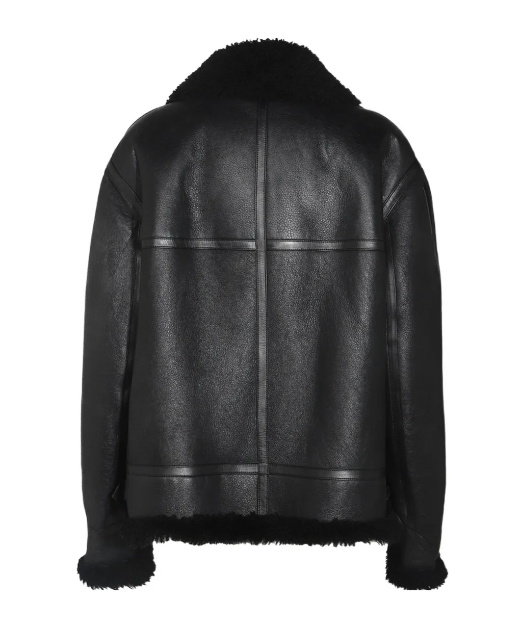 Saint Laurent Zip-Up Drop Shoulder Aviator Jacket