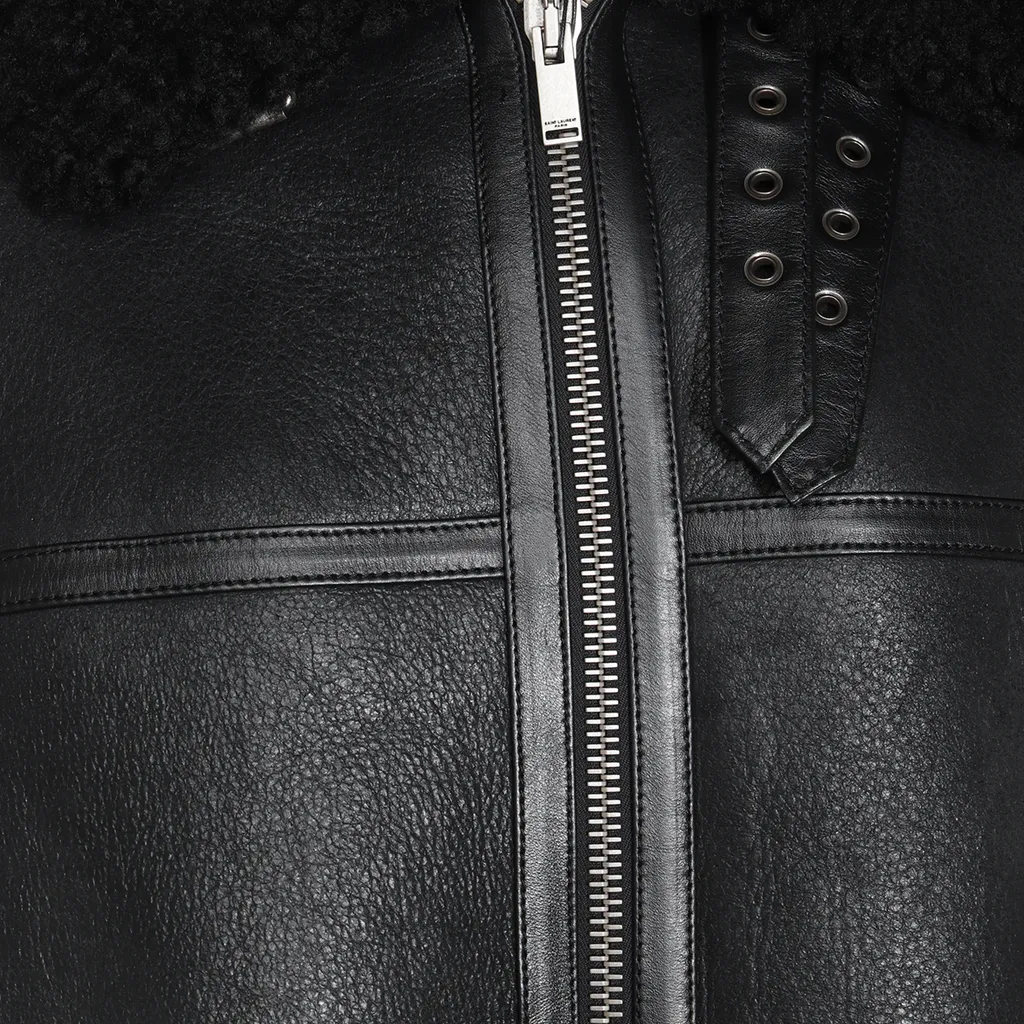 Saint Laurent Zip-Up Drop Shoulder Aviator Jacket
