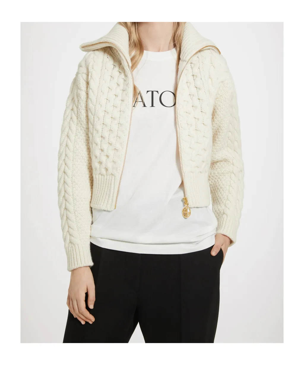 Patou Zip-Up Knitted Cardigan