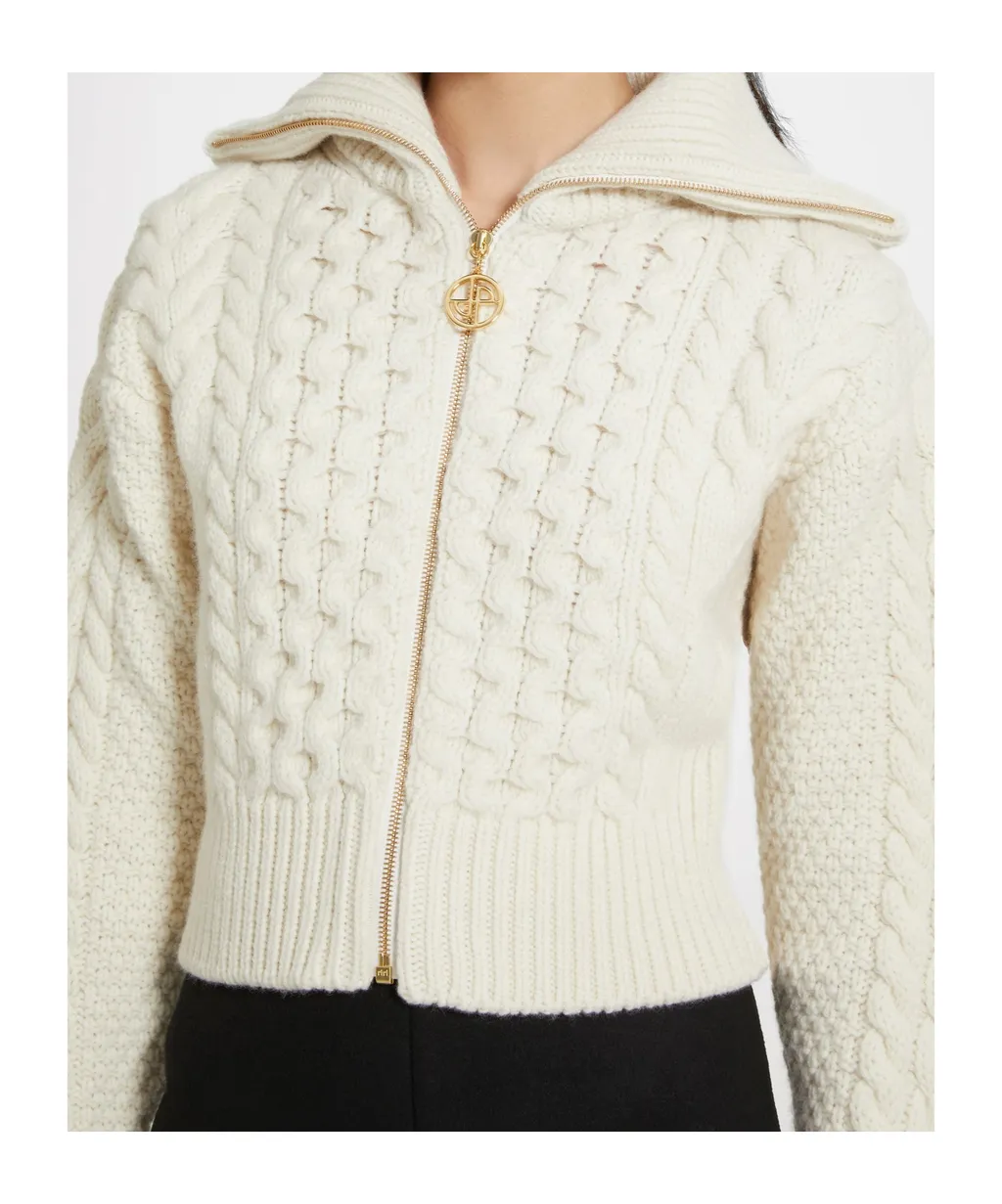 Patou Zip-Up Knitted Cardigan
