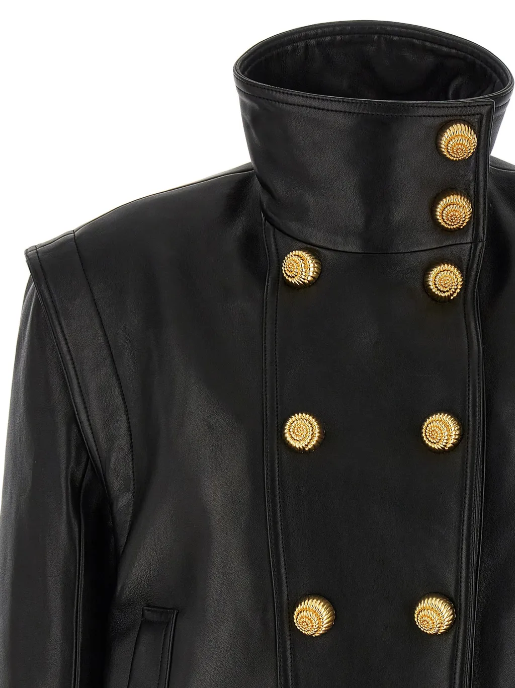 Balmain Button-Detailed High-Neck Bomber Jacket