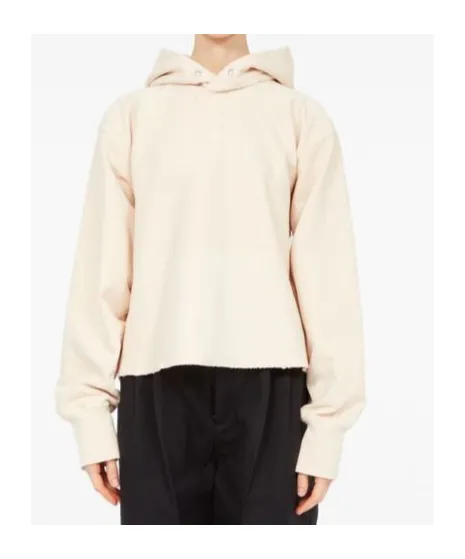 Maison Margiela Logo Detailed Raw-Cut Hem Hoodie