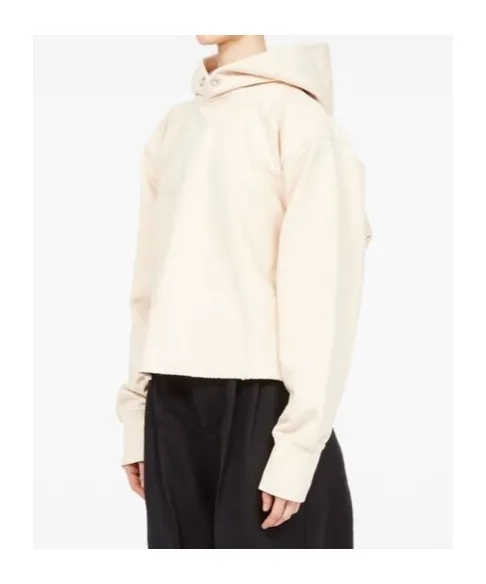 Maison Margiela Logo Detailed Raw-Cut Hem Hoodie