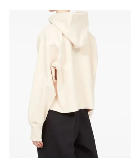 Maison Margiela Logo Detailed Raw-Cut Hem Hoodie