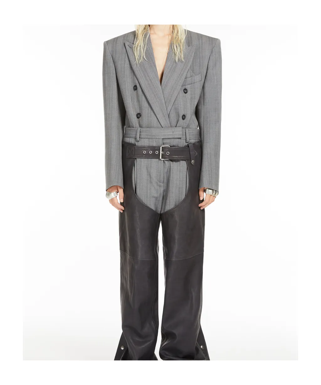 Sportmax Striped Double-Breasted Long-Sleeved Jacket
