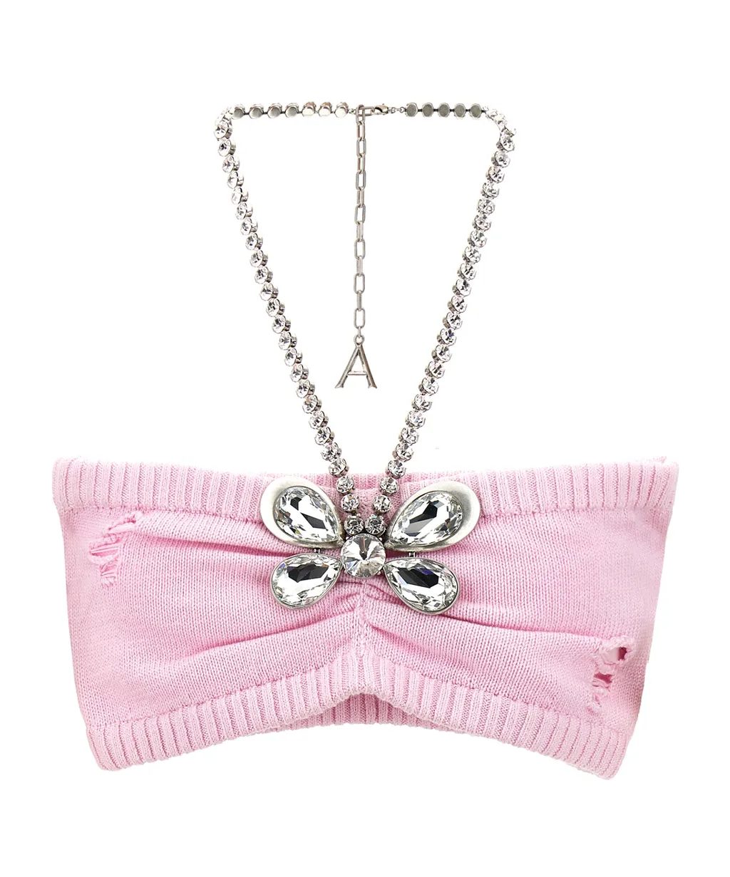 Area Embellished Butterfly Knit Bandeau
