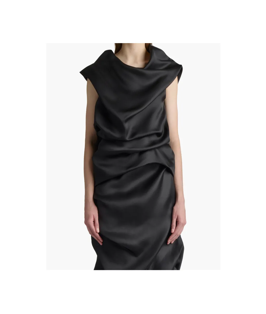 Khaite Luola Cowl Neck Asymmetric Hem Top