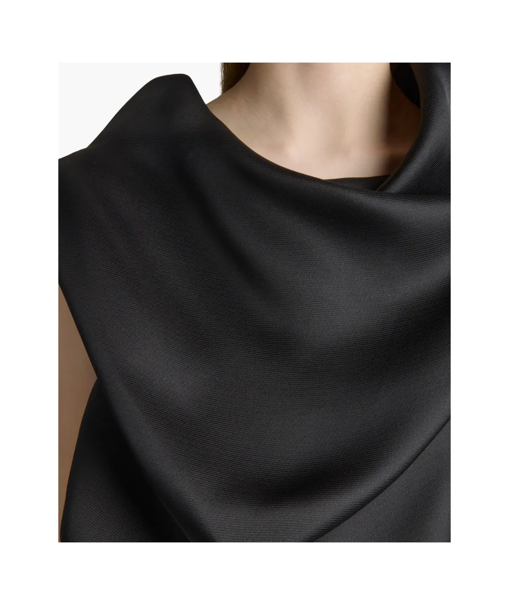 Khaite Luola Cowl Neck Asymmetric Hem Top