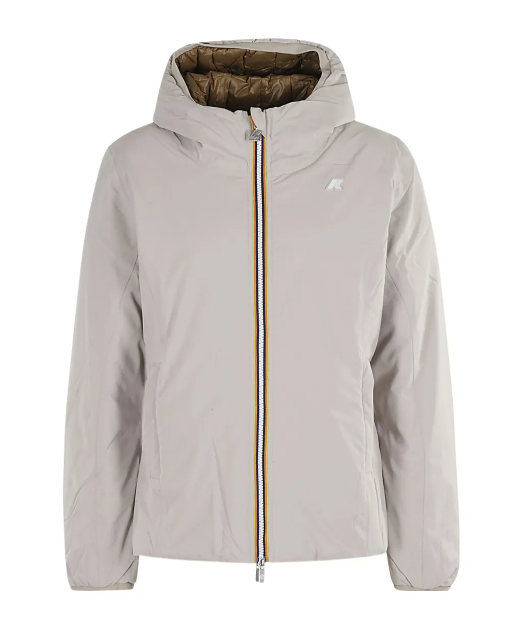 Beige Brown Reversible Insulated Short Jacket