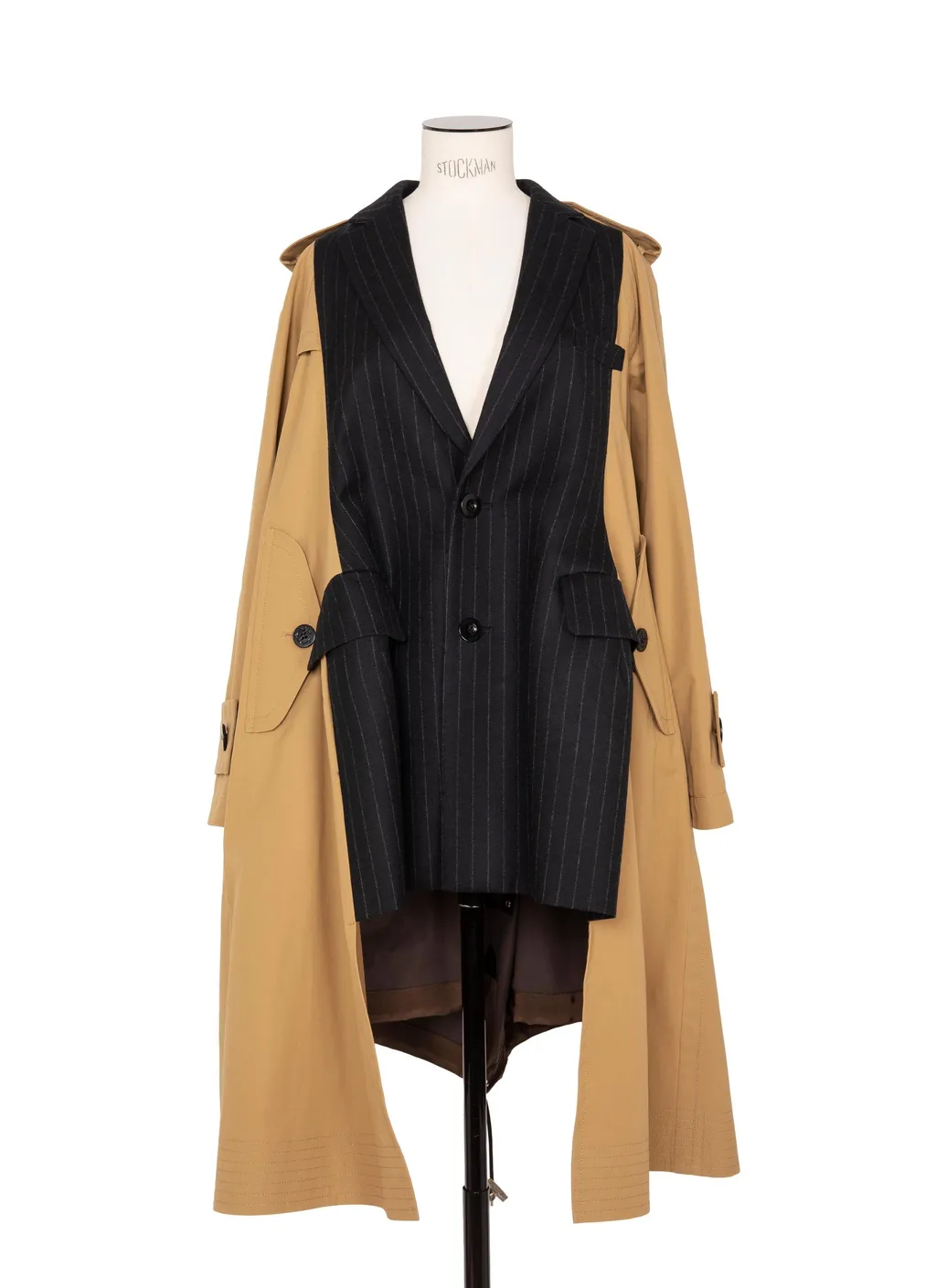 Sacai Pinstripe Detailed Panelled Trench Coat