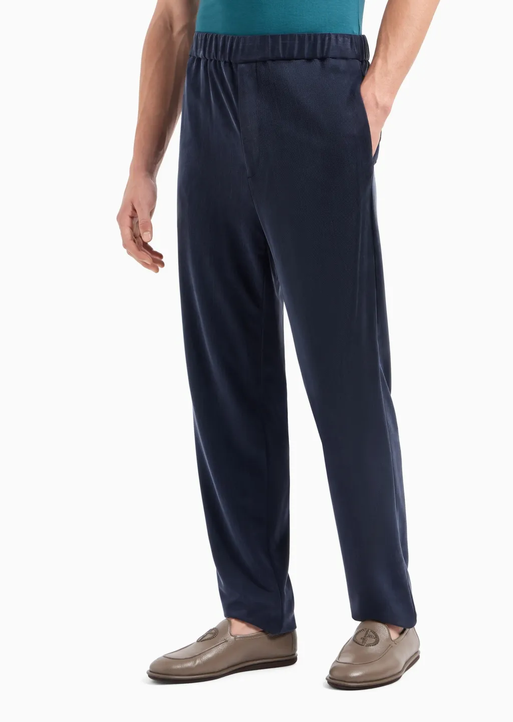 Giorgio Armani Technical Waffle Flat-Front Trousers