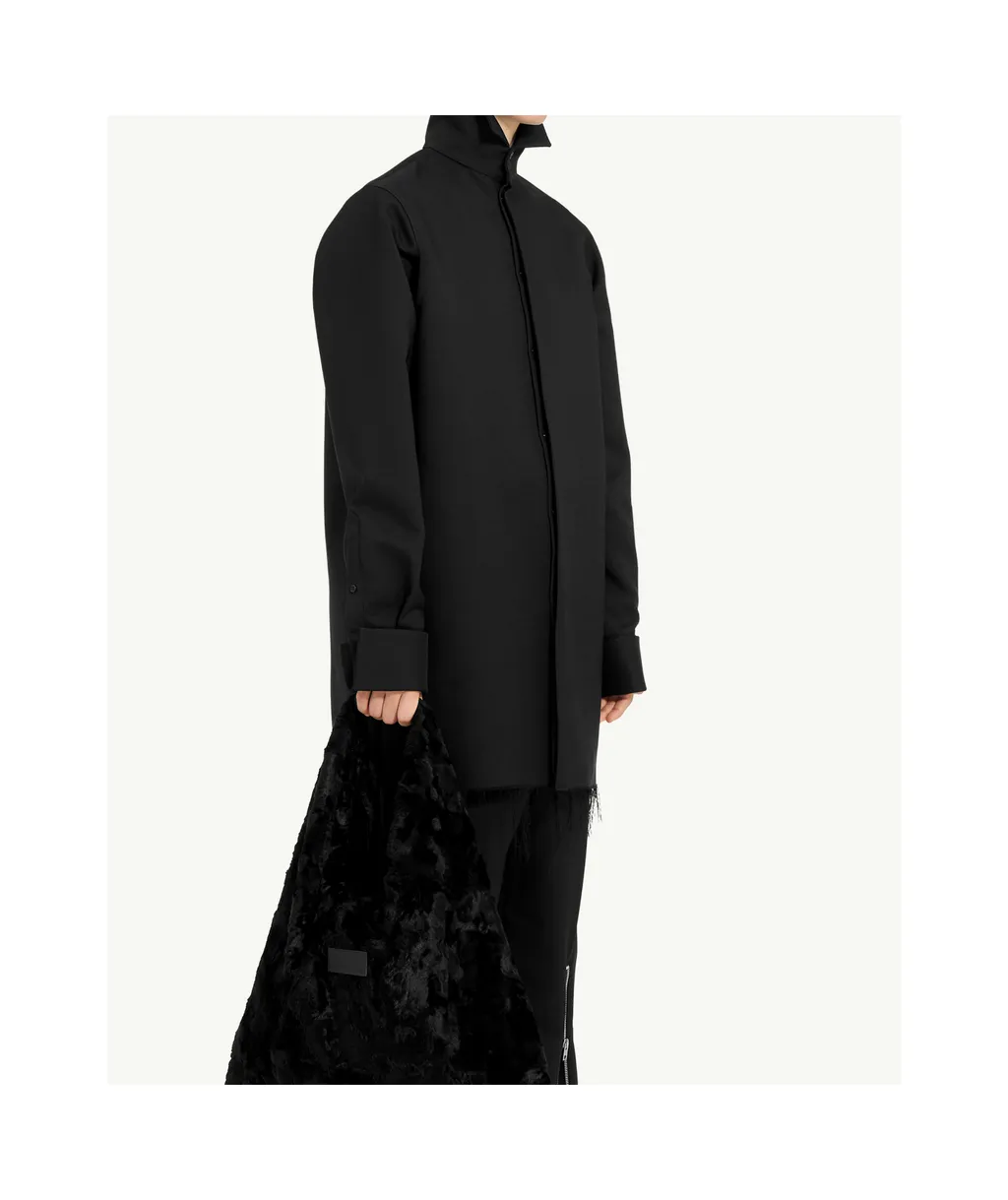 Mm6 Maison Margiela Frayed Hem High-Neck Long Shirt