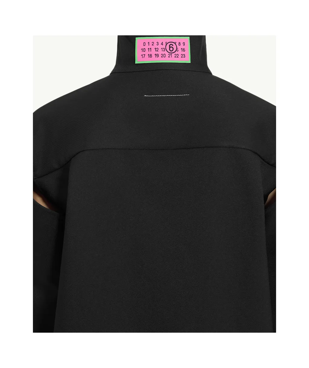 Mm6 Maison Margiela Frayed Hem High-Neck Long Shirt
