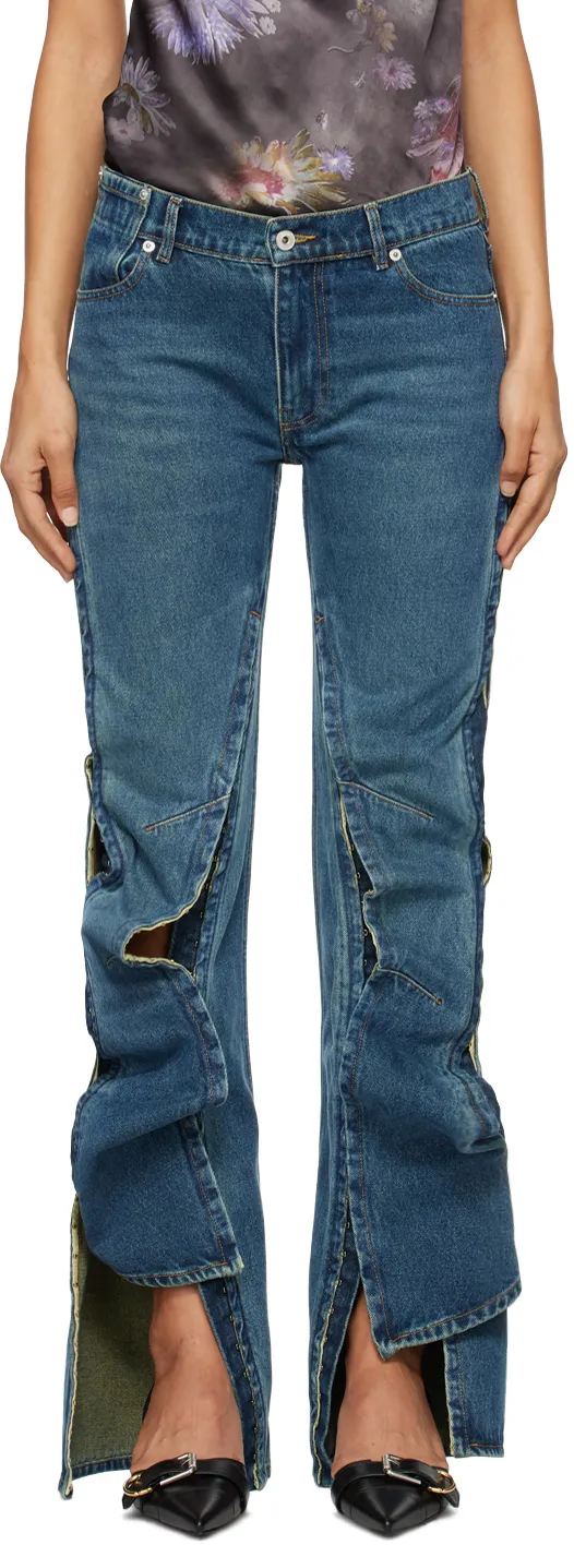 Y/Project Faded Effect Flared Jeans