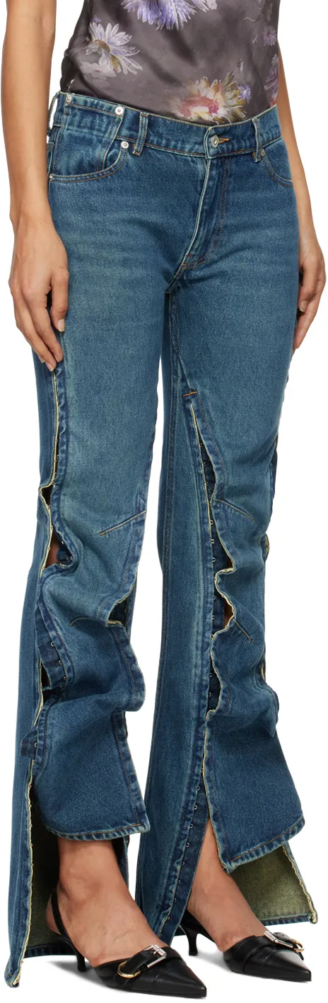 Y/Project Faded Effect Flared Jeans