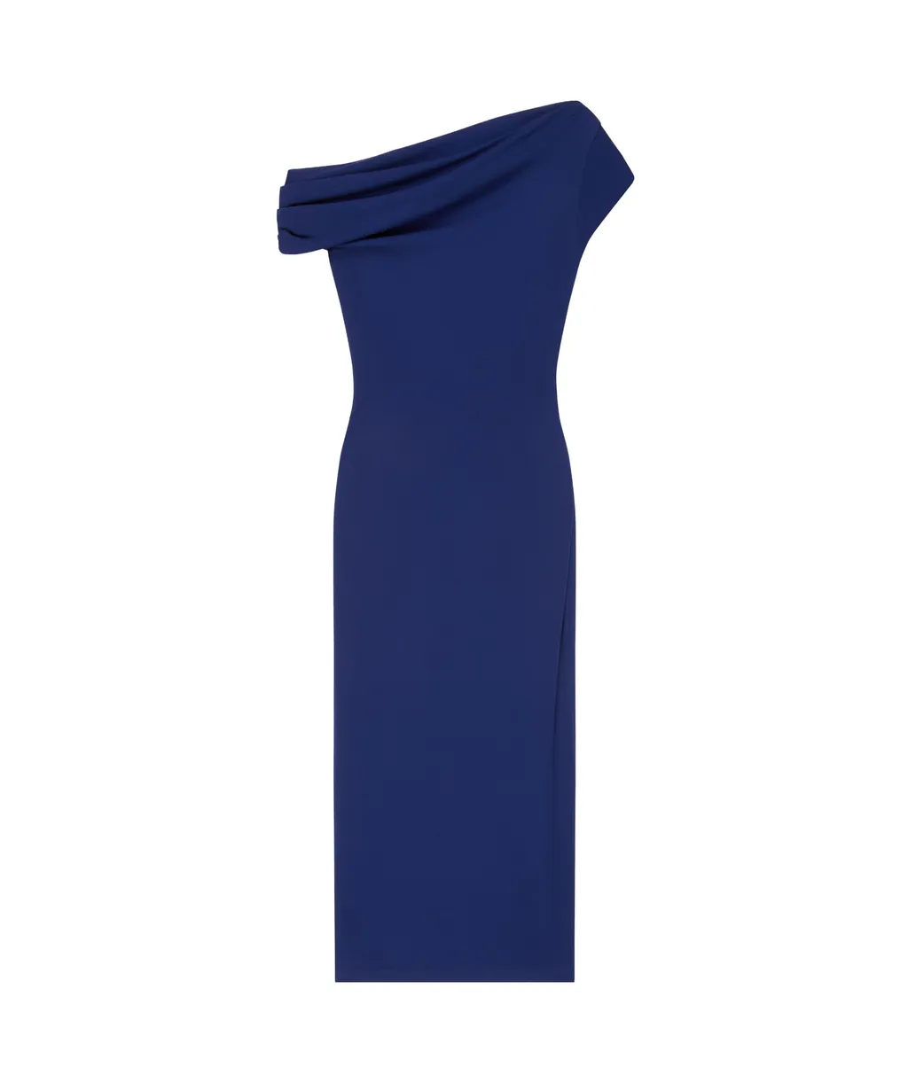Asymmetric Draped Dress In Crepe