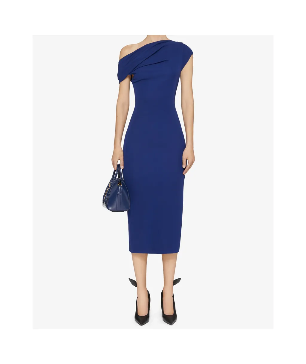Asymmetric Draped Dress In Crepe