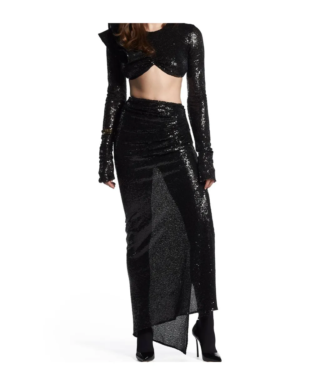 Sequin-Embellished Maxi Skirt