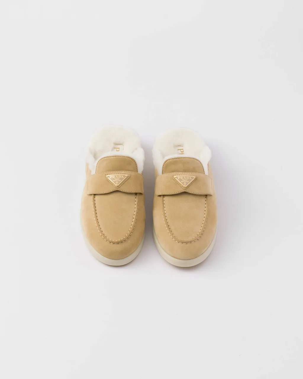 Prada Triangle-Logo Round-Toe Mules