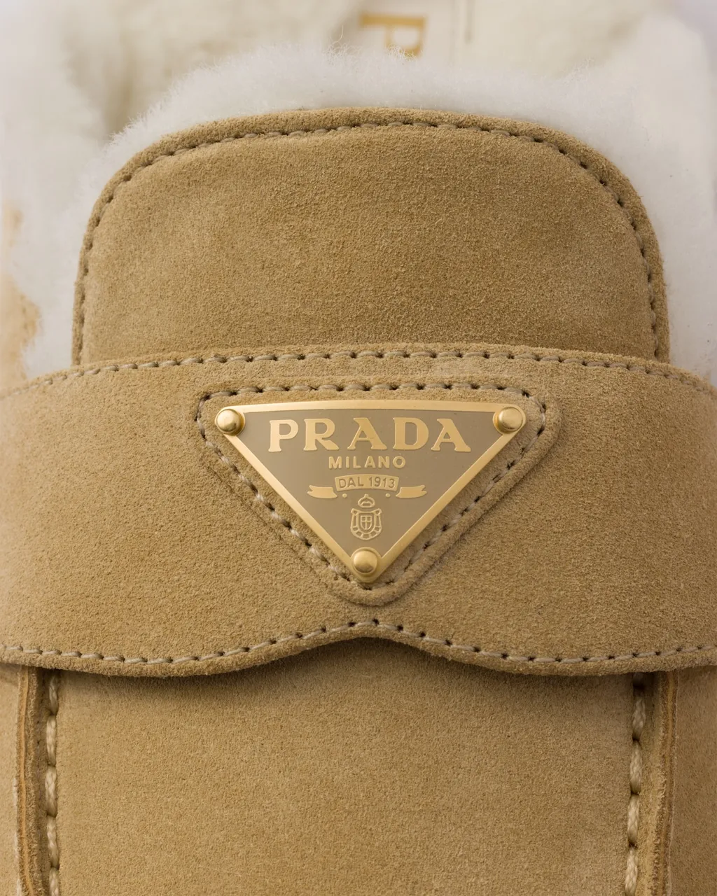 Prada Triangle-Logo Round-Toe Mules